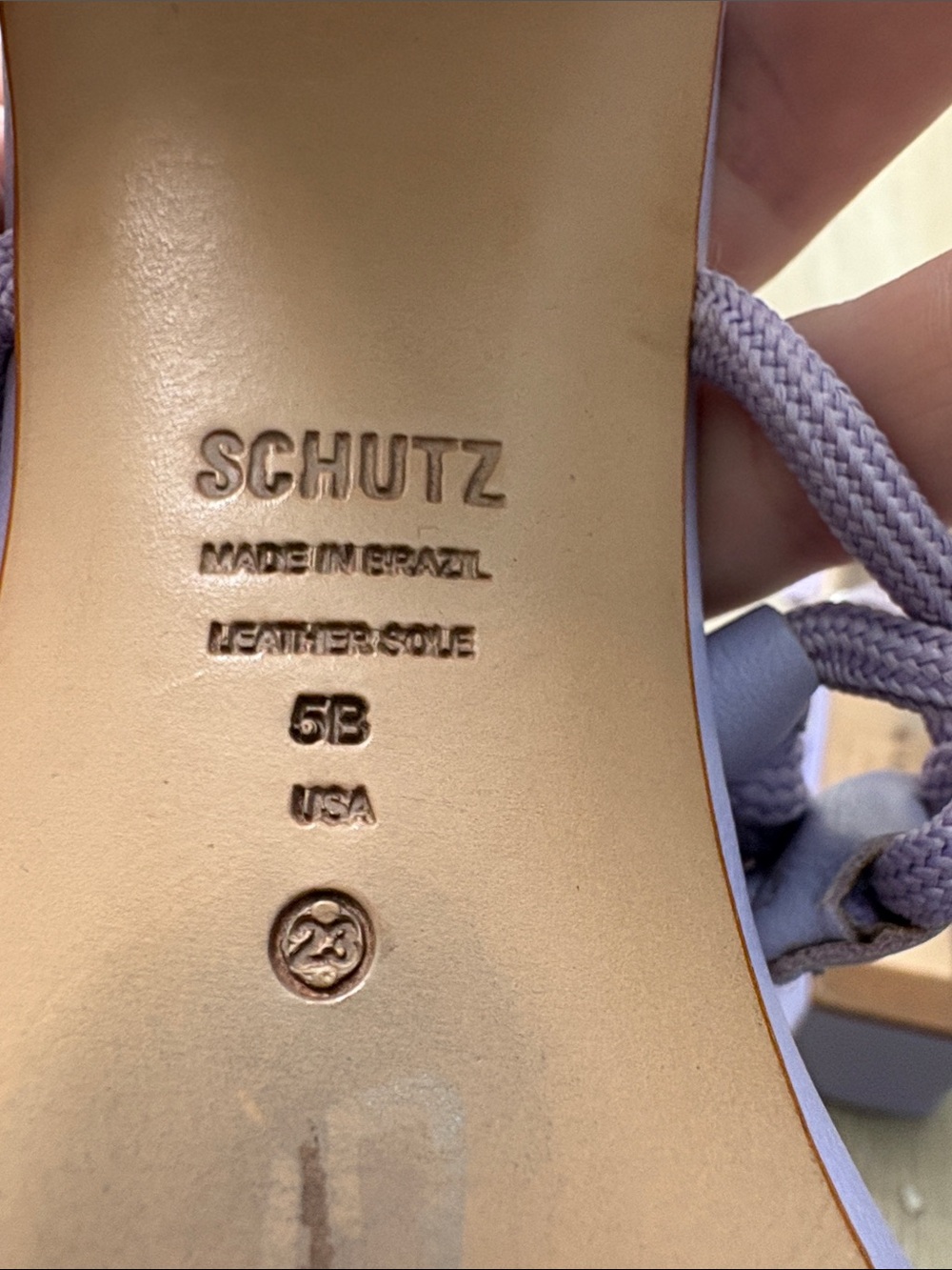 SCHUTZ LILAC LEATHER BRAIDED BLAIR MID-HEEL SANDALS SIZE 5 summer wedding spring - Picture 9 of 9